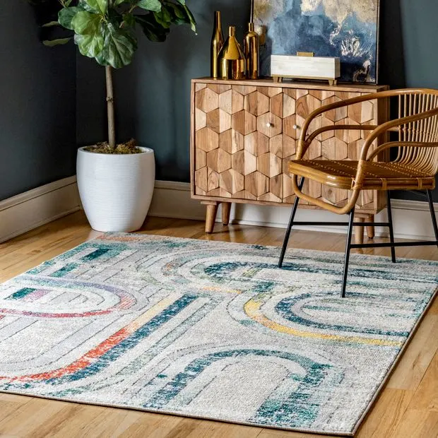 Blue Fading Rainbows Area RugBlue Fading Rainbows Area Rug