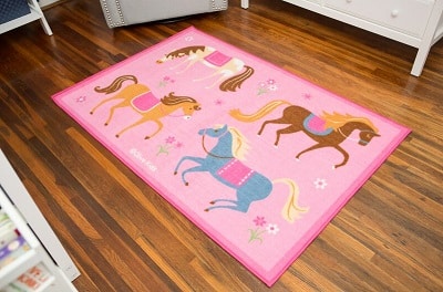Horses Pink Area Rug Floor