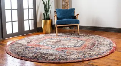Nathanson Oriental Beige Round Area Rug