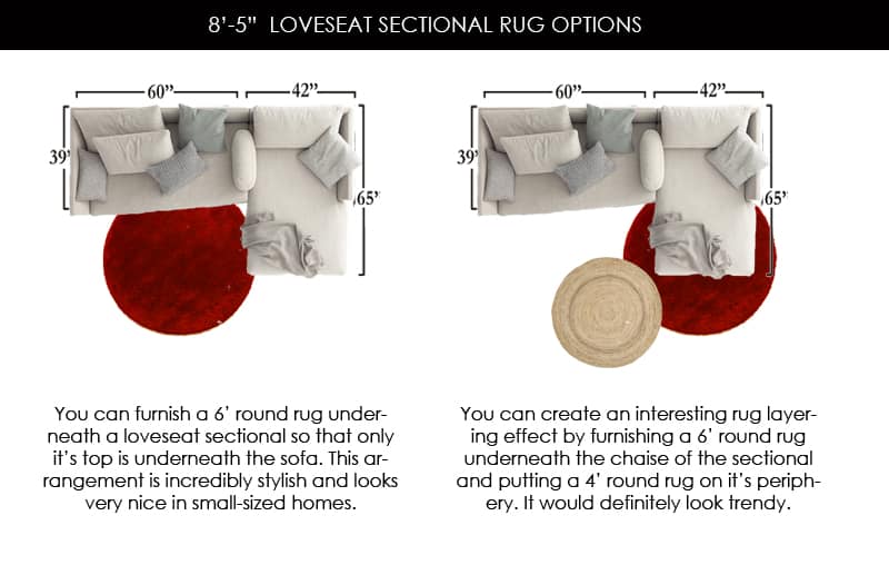 What Size Area Rug Under Sectional Sofa, What Size Rug For Sofa And Loveseat