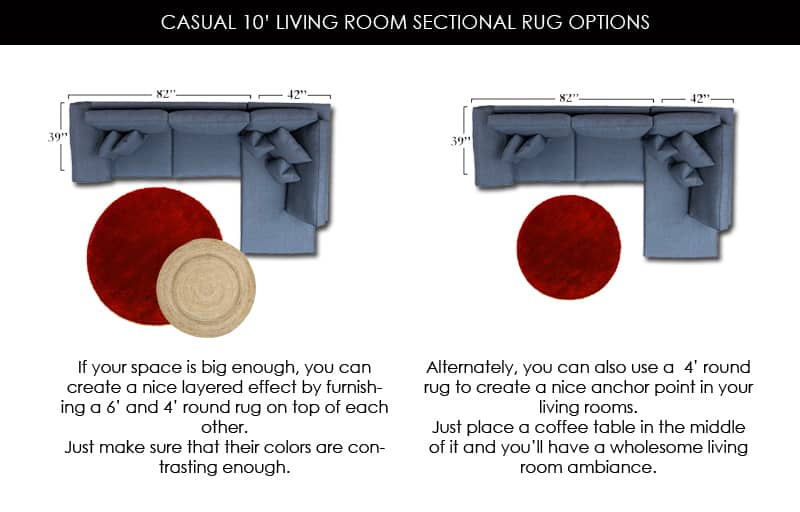 What Size Area Rug Under Sectional Sofa, What Size Rug To Use With Sectional