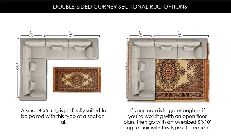 Double-Sided Corner Sectional Rug Size Options
