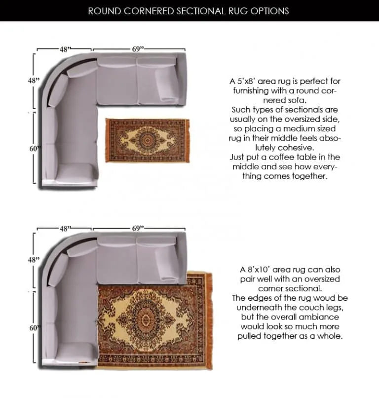 What Size Area Rug Under Sectional Sofa & Placement Guide Homely Rugs