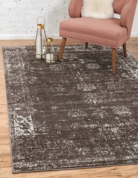 Power Loom Shabby Chic Brown Rug