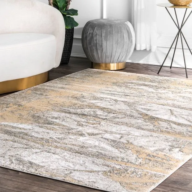Gold Abstract Mural Area Rug