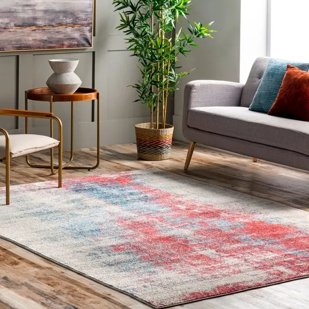 Rust Abstract Contemporary Area Rug