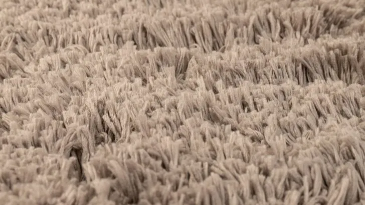 Close up of a gray Chenille rug