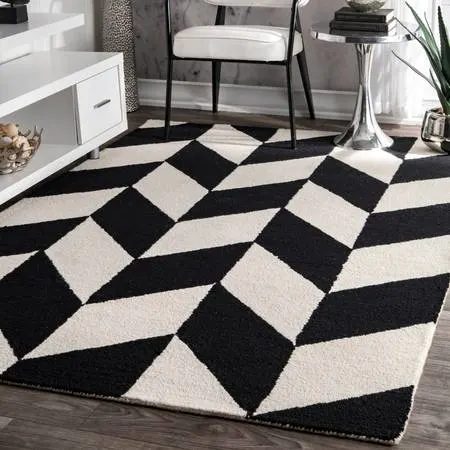 Black and White Retro Checker Tiles Area Rug