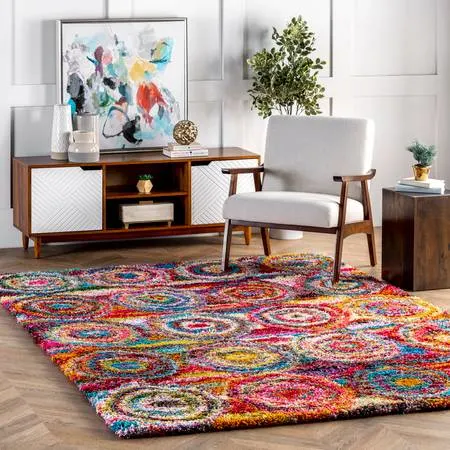 Multi Abstract Circles Area Rug