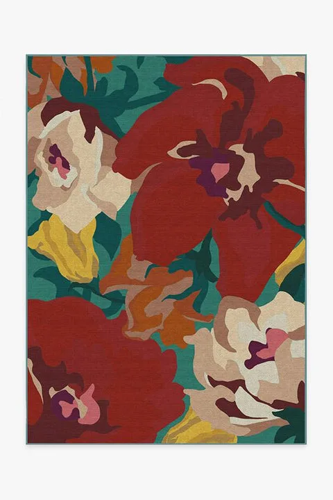 Poppy Floral Turquoise Rug