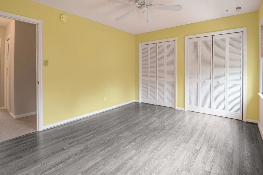 Yellow walls and gray floors