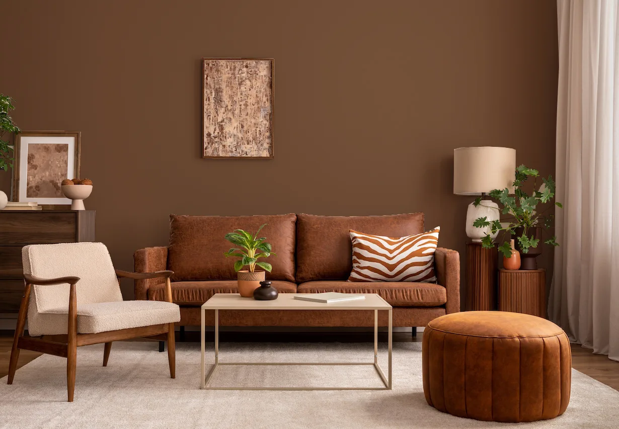 brown walls with brown furniture