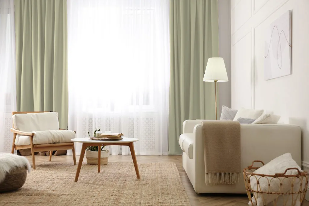 beige curtains for white walls