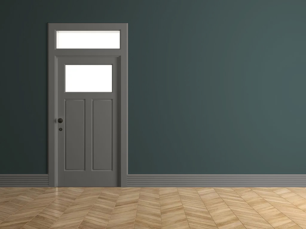 dark seafoam walls with grey trim