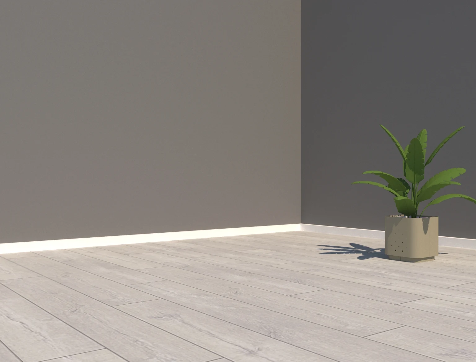 off-white hardwood floors with gray walls