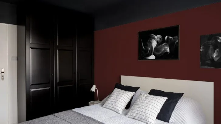 burgundy walls and black ceiling