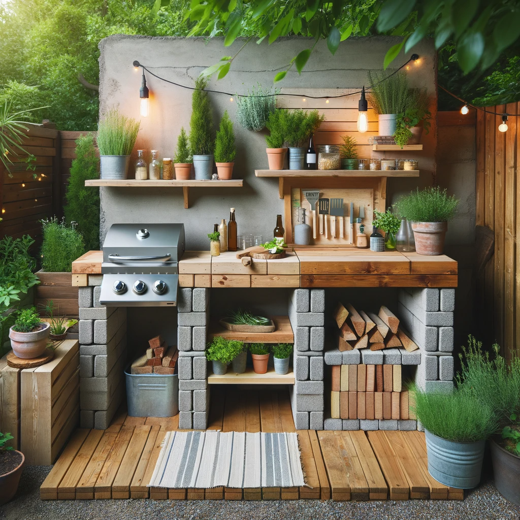 DIY Outdoor Kitchen in a Backyard