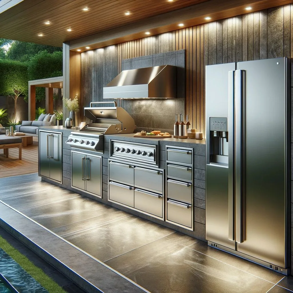 Sleek Stainless Steel Outdoor Kitchen