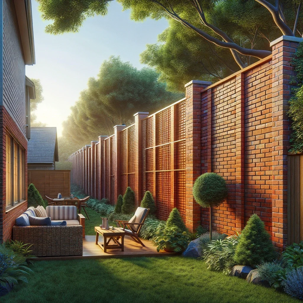 medium-sized backyard showcasing a brick wall